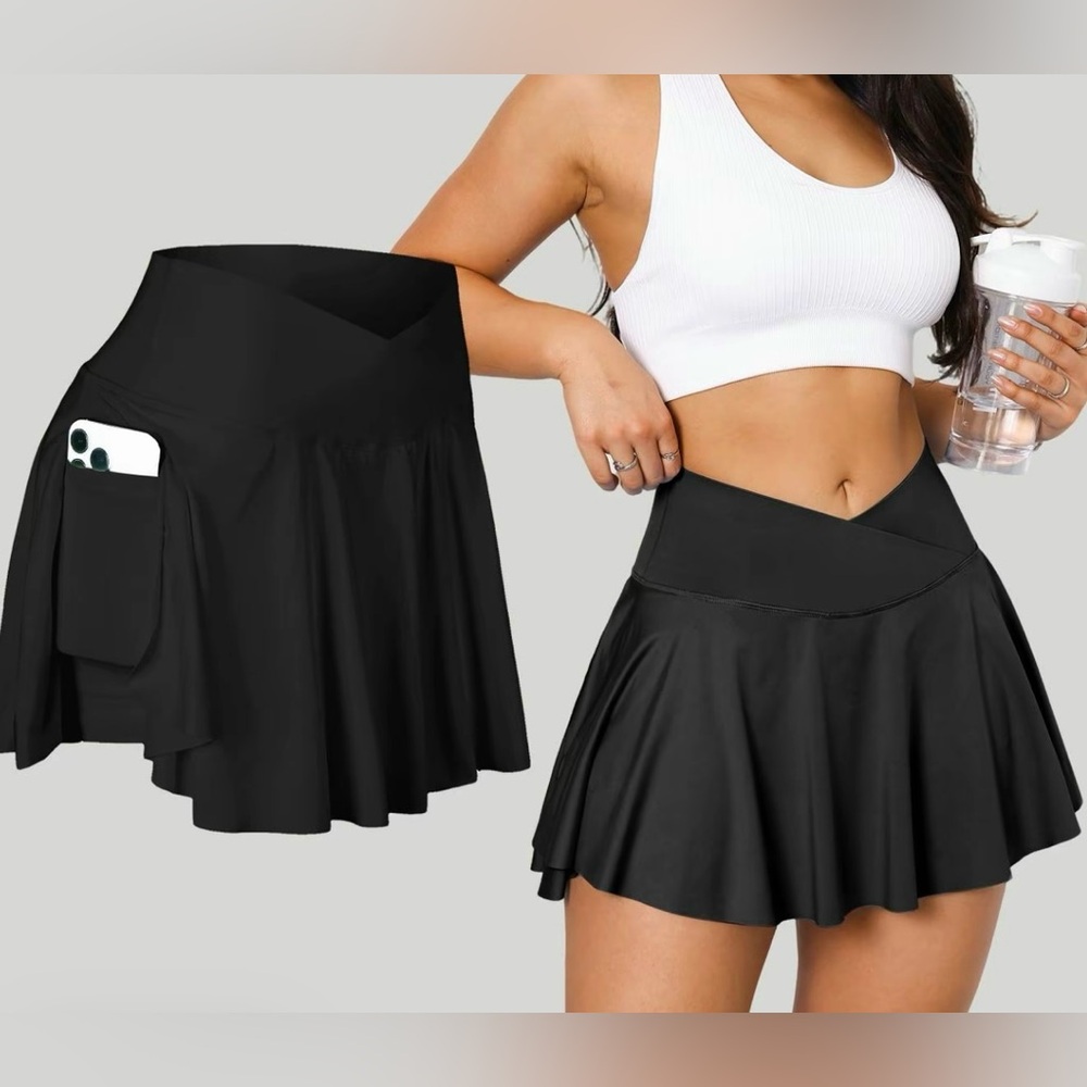 Black Athletic Skort with Pocket